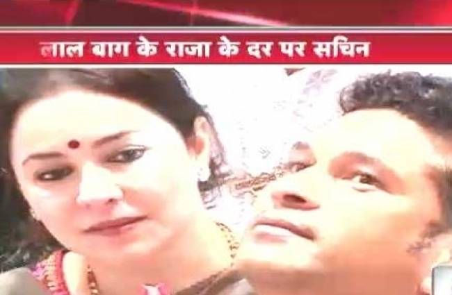 लालबाग के राजा के दरबार पहुंचे मास्टर ब्लास्टर सचिन