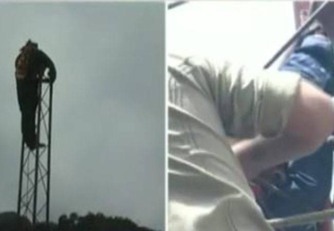 वैष्णो देवी परिसर में CCTV टावर पर चढ़ा एक शख्स