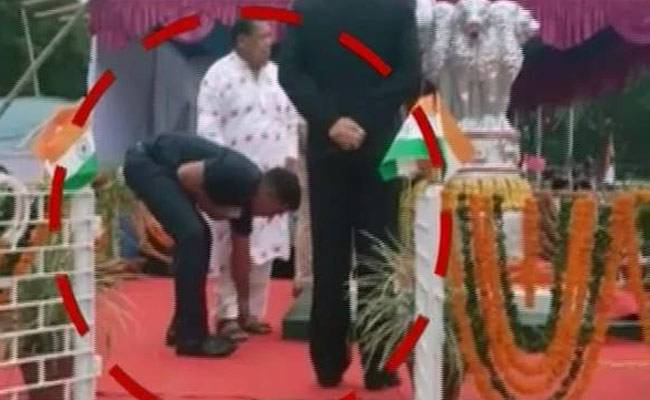 मंत्री ने सुरक्षा अधिकारी से बंधवाए जूते के फीते