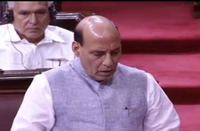 राज्यसभा में पाकिस्तान दौरे पर चर्चा करते गृह मंत्री राजनाथ सिंह