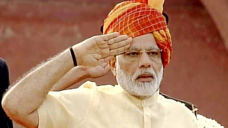 लाल किले पर प्रधानमंत्री नरेंद्र मोदी