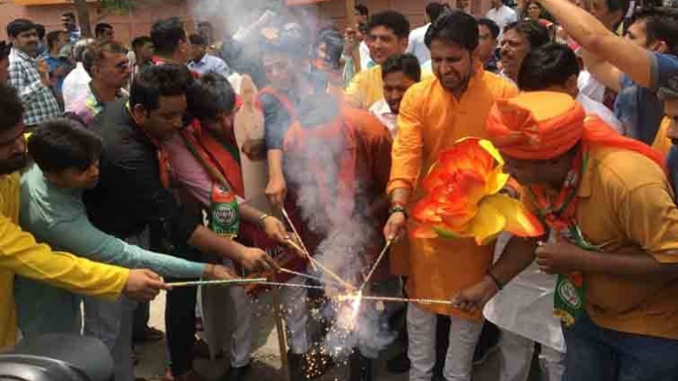 बीजेपी कार्यकर्ताओं का जश्न