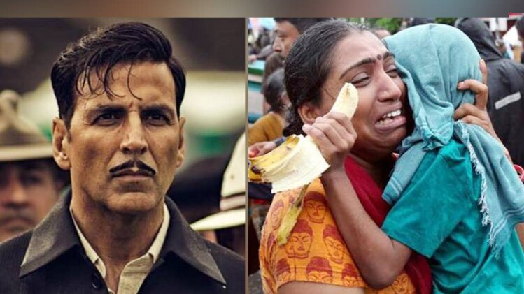 अक्षय कुमार और केरल में बाढ़ की एक तस्वीर