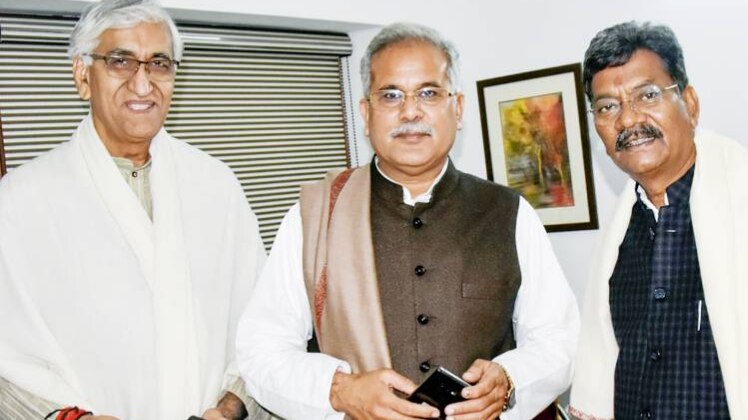 भूपेश बघेल, टीएस सिंहदेव और चरणदास महंत(फोटो-PTI)