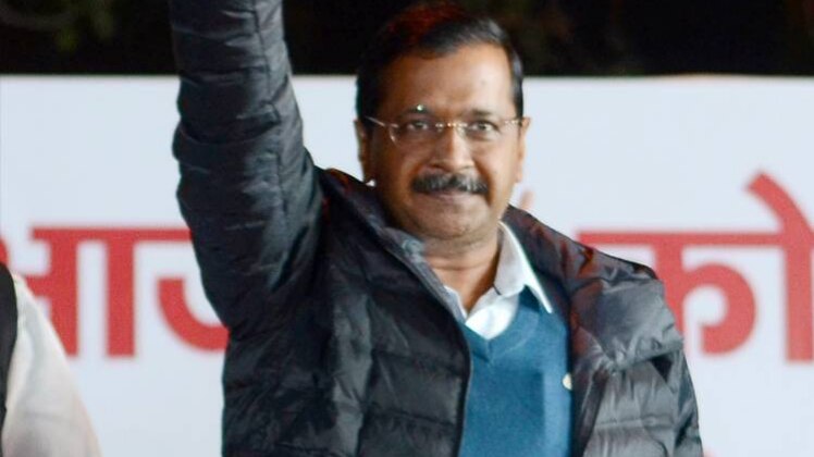 CM केजरीवाल 20 फरवरी 2019 को दिल्ली में एक जनसभा के दौरान (फोटो-PTI)