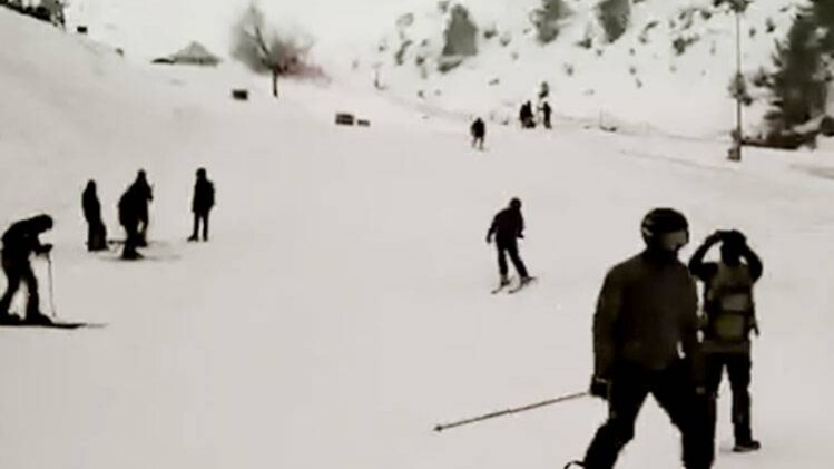 औली में बर्फबारी