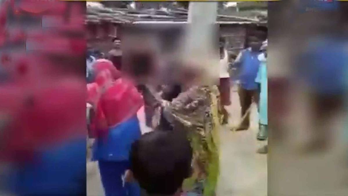 प्रेमी जोड़े की खंभे से बांधकर पिटाई