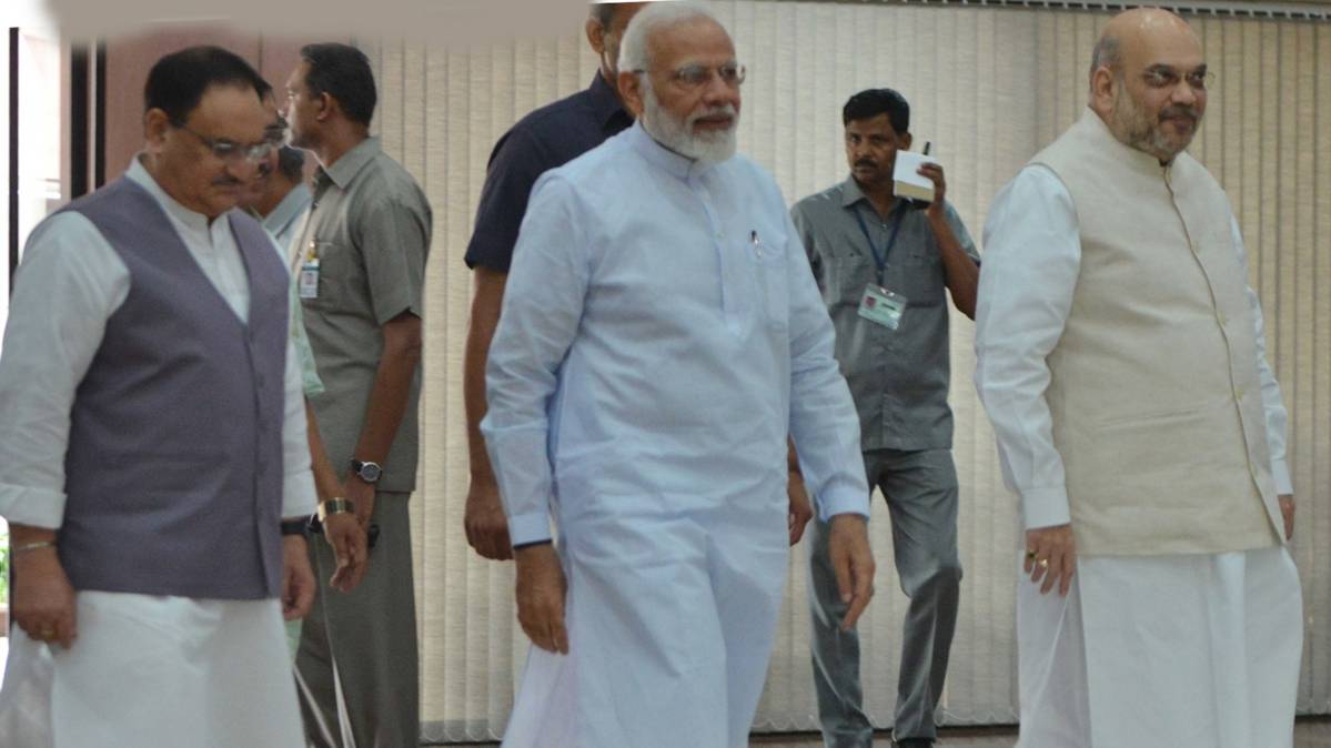 जेपी नड्डा, पीएम मोदी और अमित शाह(फाइल फोटो-IANS)