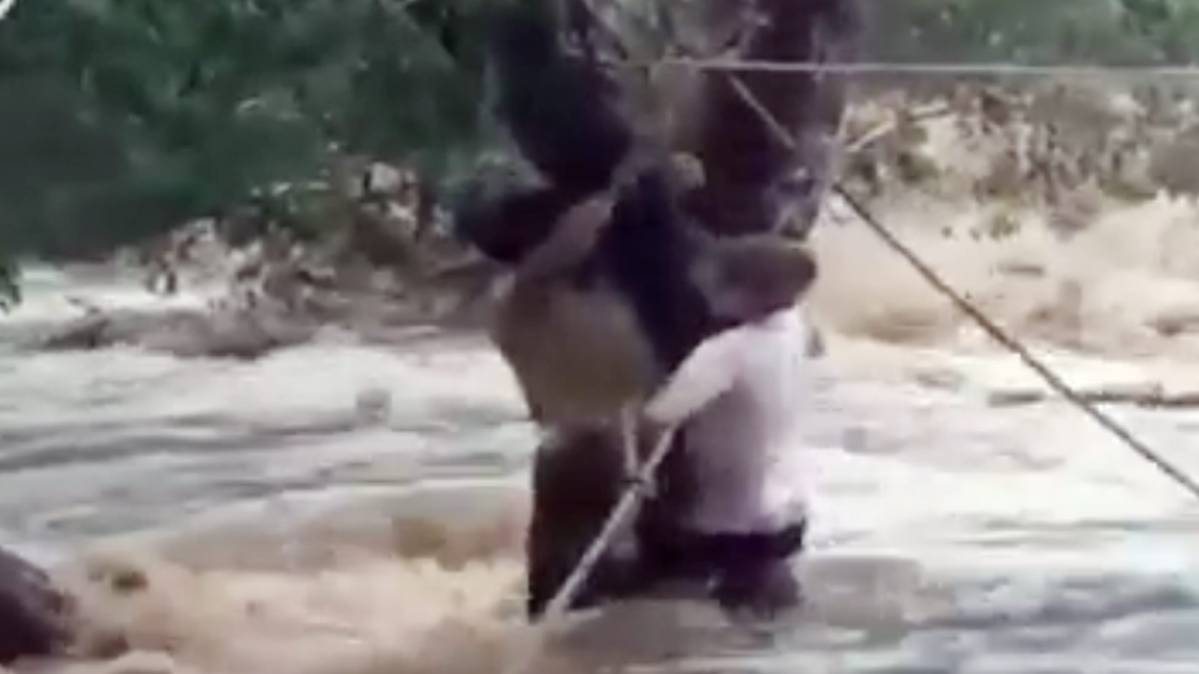 पानी में फंसा युवक (Video Grab)