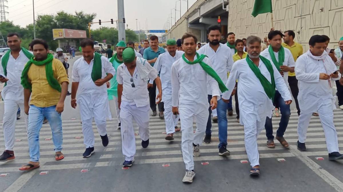 किसान मज़दूर अधिकार यात्रा में पहुंचे किसान(फोटो-IANS)