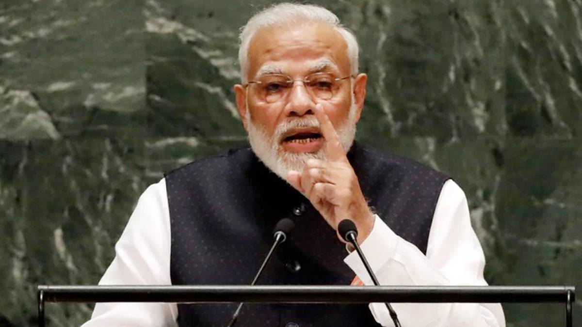 संयुक्त राष्ट्र महासभा में प्रधानमंत्री नरेंद्र मोदी(फोटो- AP)