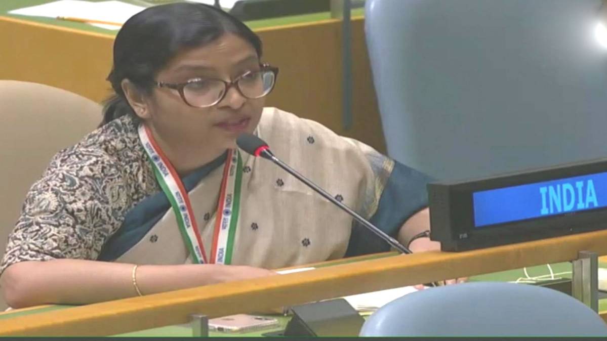 भारत की तरफ से प्रथम सचिव विदिशा मैत्रा(Photo: ANI/Twitter)