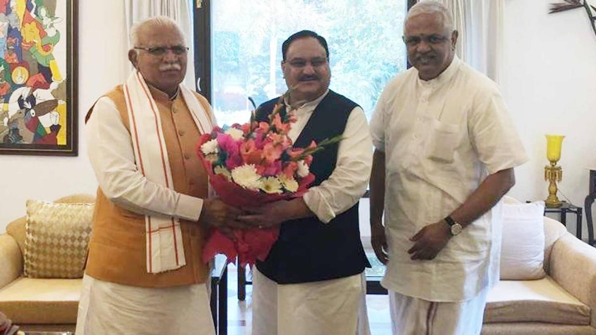 मनोहर लाल खट्टर और जेपी नड्डा (PHOTO ANI)