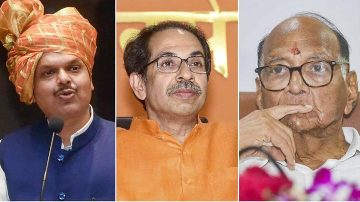 (L-R) Maharashtra Chief Minister Devendra Fadnavis; Shiv Sena chief Uddhav Thackeray; NCP chief Sharad Pawar. (Photos: PTI)