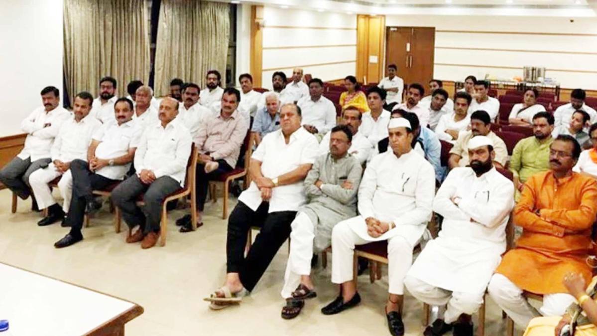 NCP MLAs in a meeting with party chief Sharad Pawar. (Photo: PTI)