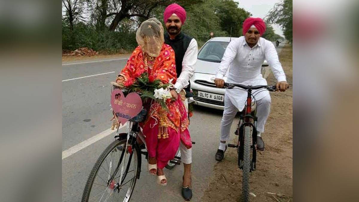 पंजाब में कमाल की शादी, साइकिल पर आया दूल्हा (Video Grab)