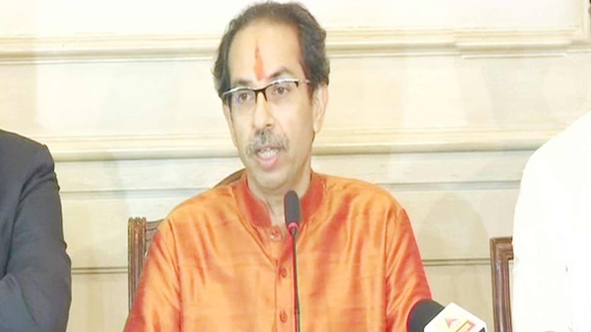 Uddhav Thackeray at his oath-taking ceremony at Mumbai's Shivaji Park (AP photo)