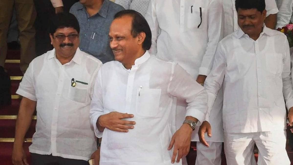 HAPPY TIMES AGAIN: Ajit Pawar outside the Maharashtra assembly on November 30, 2019, after the Shiv Sena-NCP-Congress government confirmed its strength in a floor test.