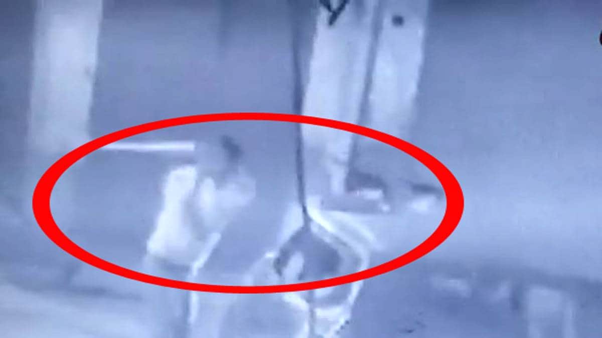 कार का शीशा तोड़ते हुए बदमाश