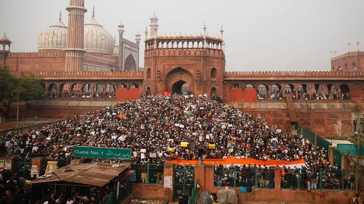 दिल्ली गेट और जामा मस्जिद में विरोध
