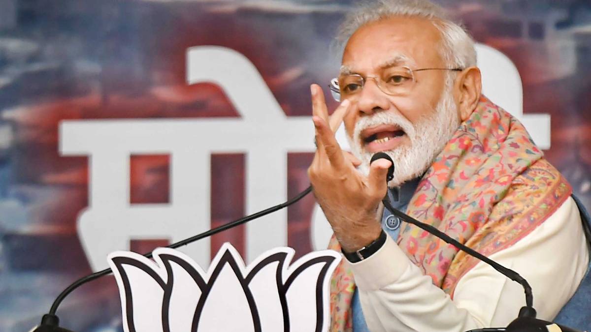 दिल्ली के रामलीला मैदान से बोले प्रधानमंत्री मोदी (फोटो-PTI)