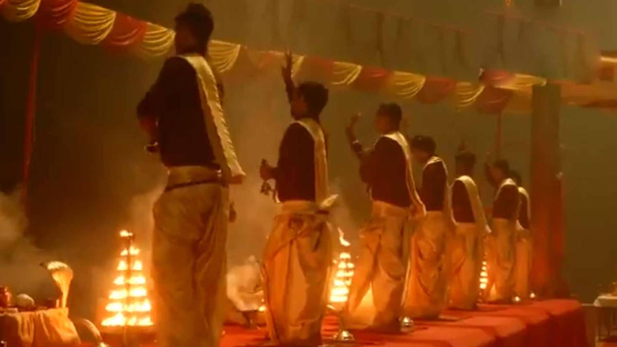 Ganga Aarti in Varanasi on the first morning of the year 2020 NewYear (Photo ANI)