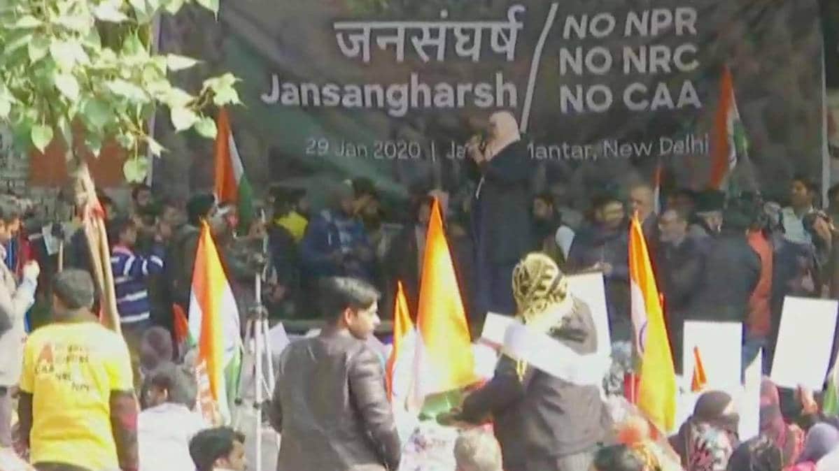 Protest at Jantar Mantar against Citizenship Amendment Act (CAA), National Register of Citizens (NRC) & National Population Register (NPR) (Photo ANI)