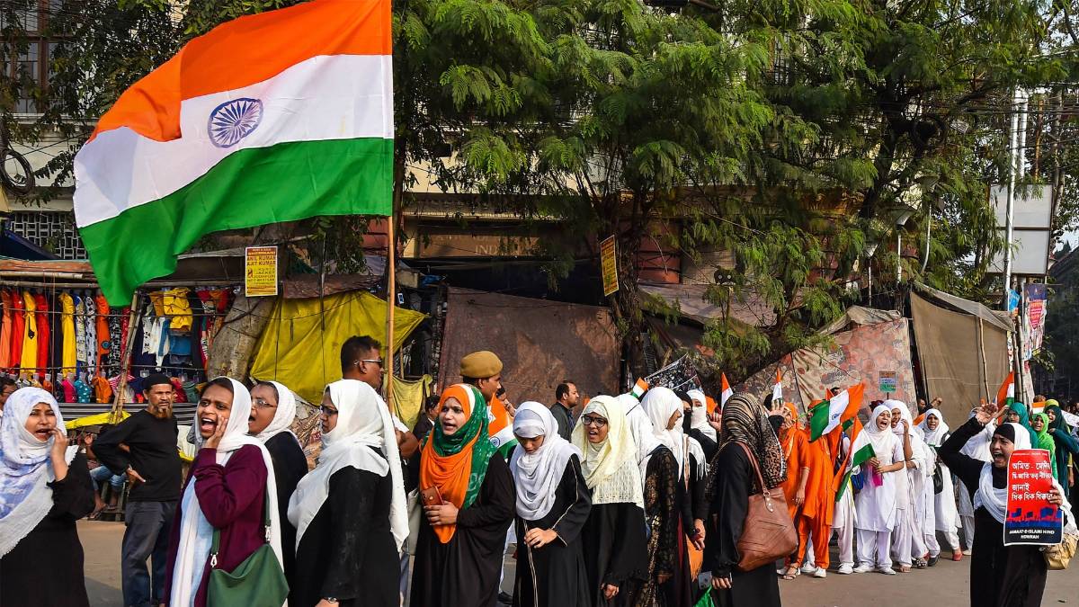 कोलकाता में CAA के खिलाफ प्रदर्शन(PTI)