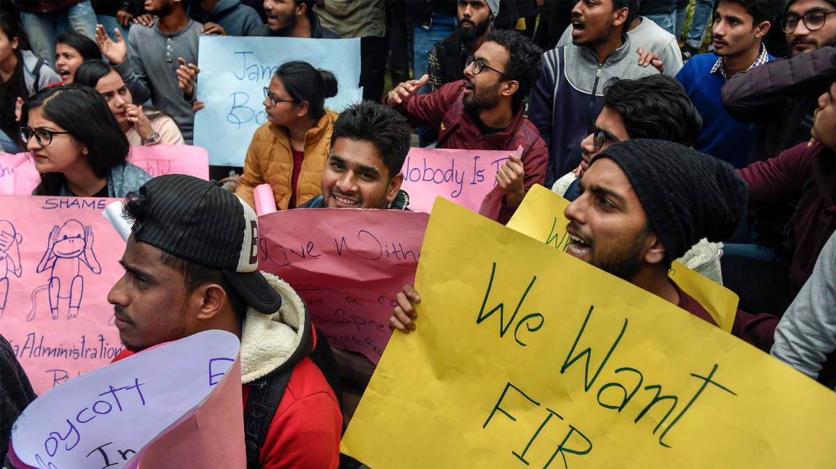 जामिया छात्रों का प्रदर्शन (PTI Photo)