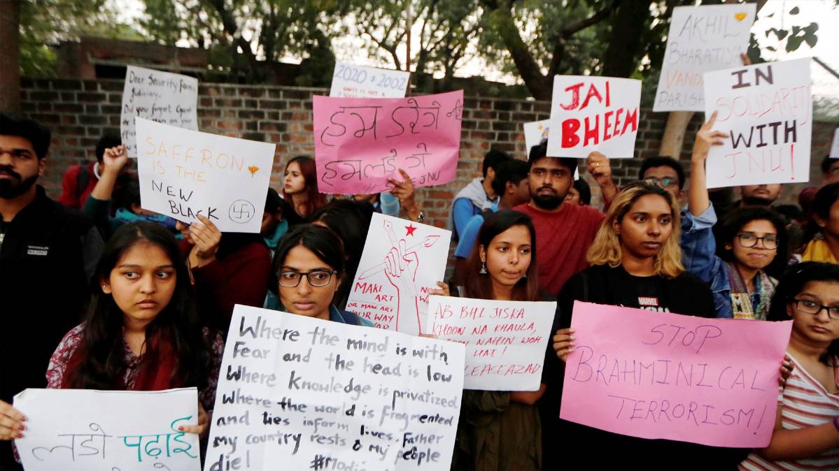 JNU हिंसा के खिलाफ प्रदर्शन (pti)