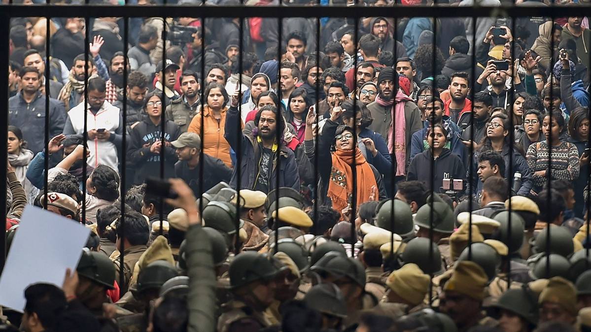 JNU में हिंसा (PTI)