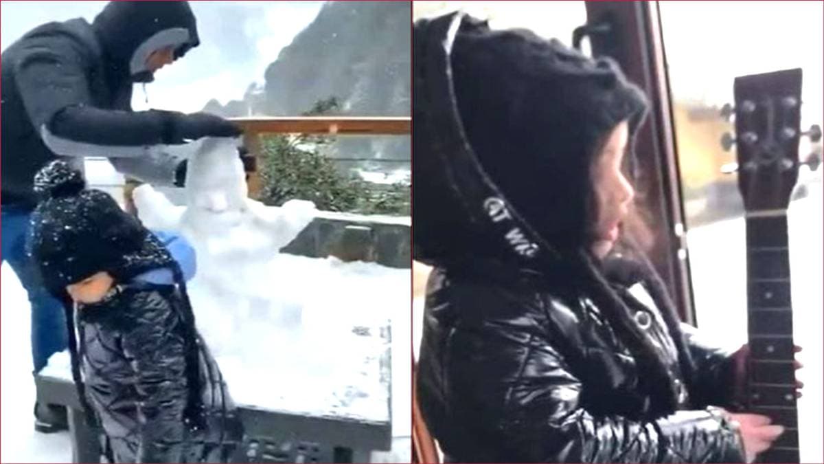 महेंद्र सिंह धोनी ने बेटी जीवा के लिए बनाया स्नोमैन