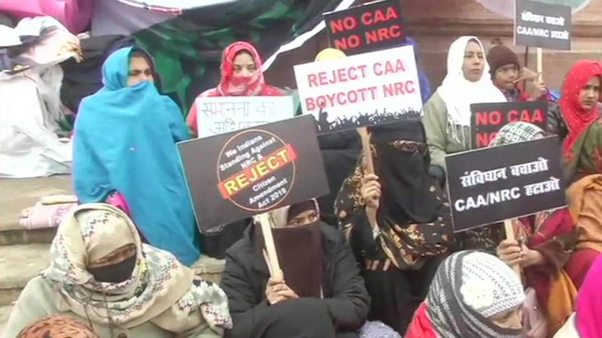 Lucknow: Women continue to sit near Clock Tower to protest against Citizenship Amendment Act (CAA) and National Register of Citizens (NRC) (Photo ANI)