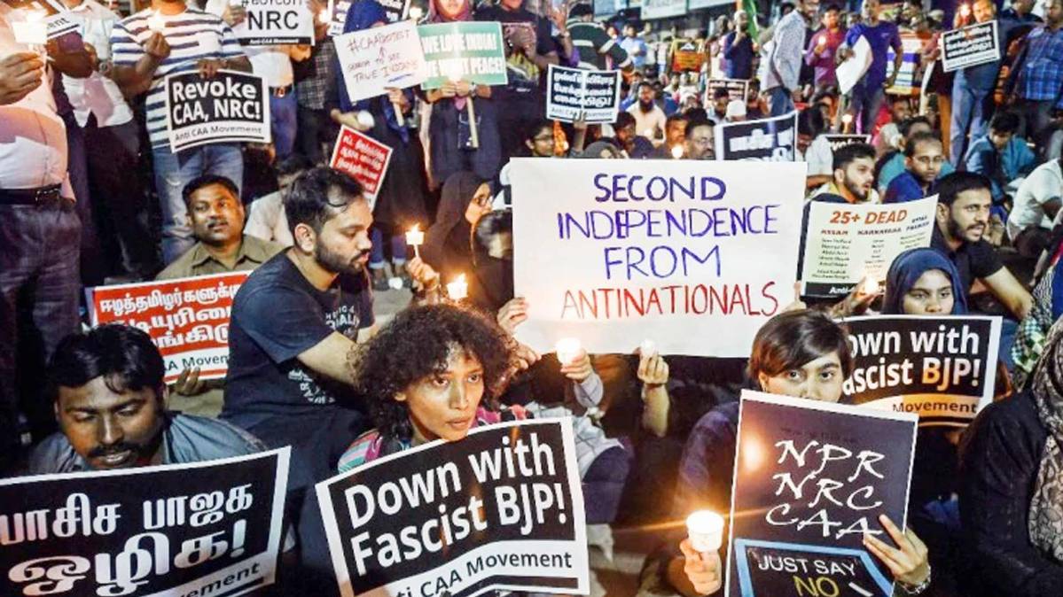 Midnight protest against CAA in Chennai. (Photo: PTI)