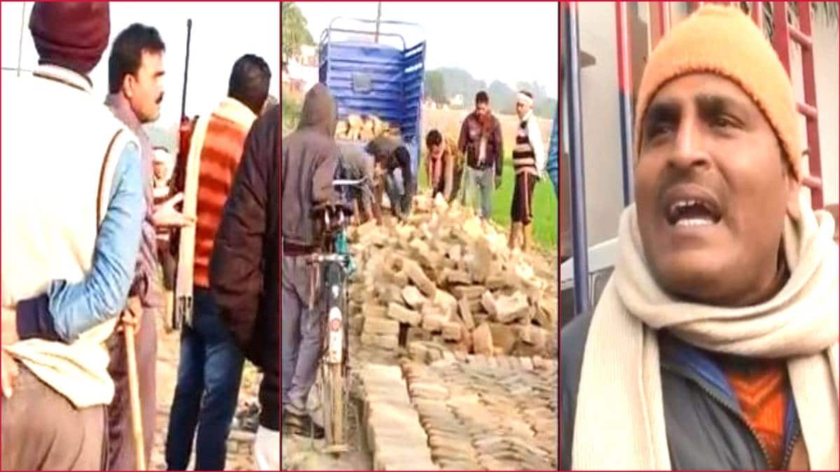 बंदूक की नोक पर सड़क को उखड़वाते दबंग