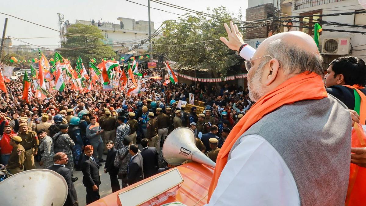 अमित शाह दिल्ली में सार्वजनिक बैठक करते हुए- प्रतीकात्मक (फाइल-पीटीआई)
