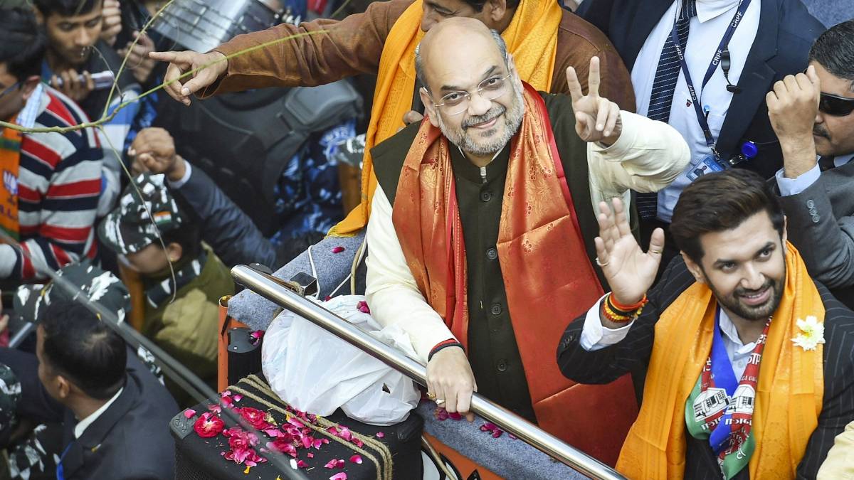 चुनाव प्रचार के दौरान अमित शाह की रैली (PTI)