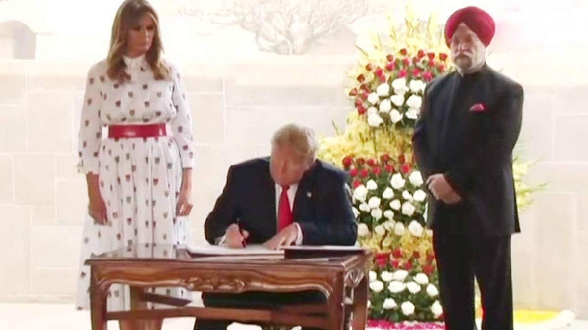 Trump writes in Rajghat visitor's book (Photo ANI)