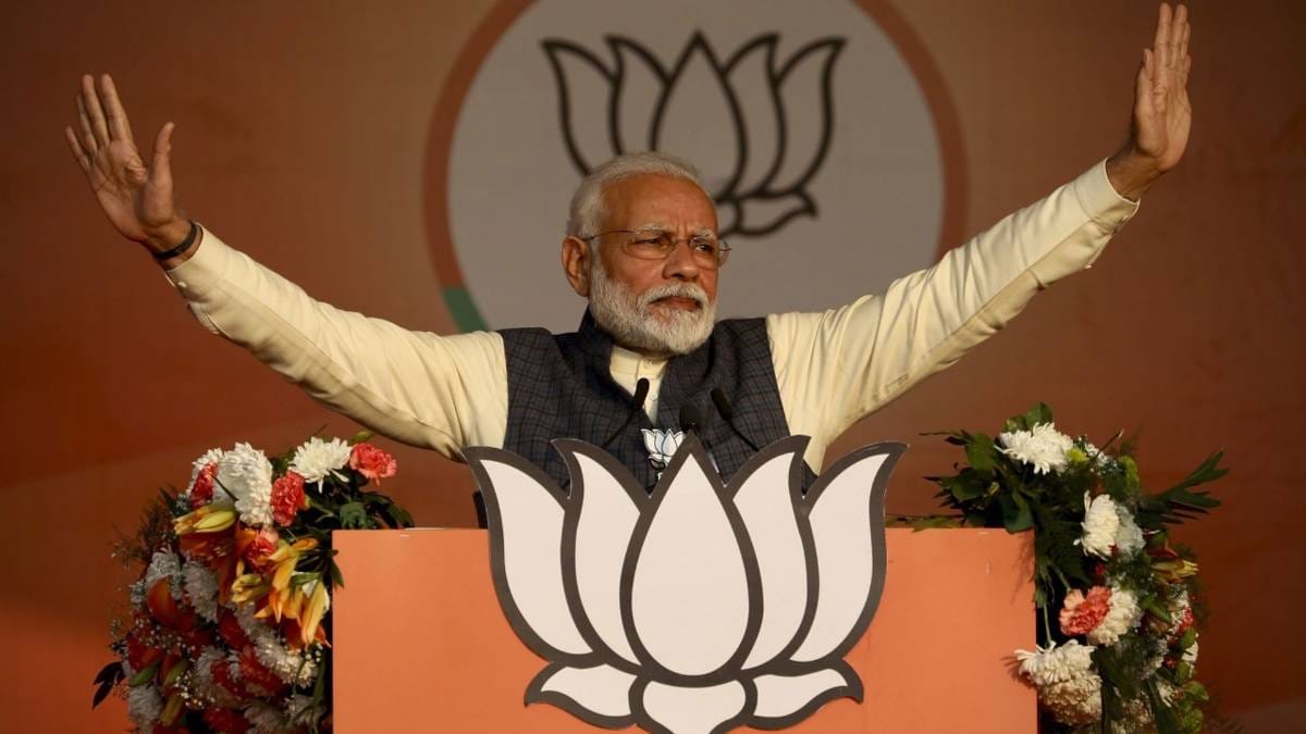 दिल्ली के दंगल में पीएम मोदी का भाषण (AP photo)