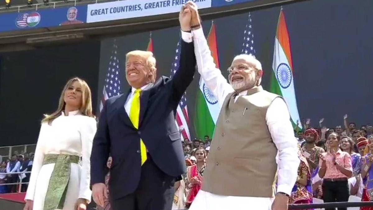 PM Narendra Modi and Donald Trump at Motera Stadium (ANI)