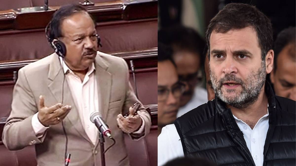 स्वास्थ्य मंत्री हर्षवर्धन और वयनाड के सांसद राहुल गांधी (फाइल-पीटीआई)