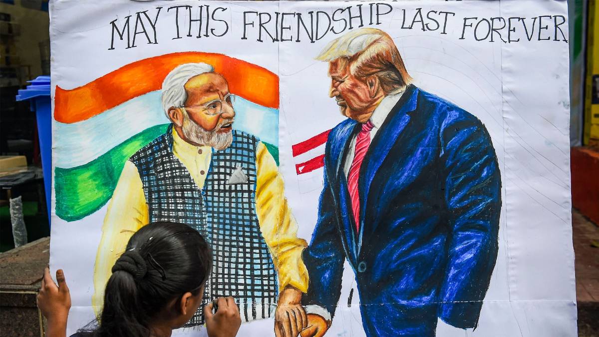 Donal Trump, PM Modi painting (PTI Photo)
