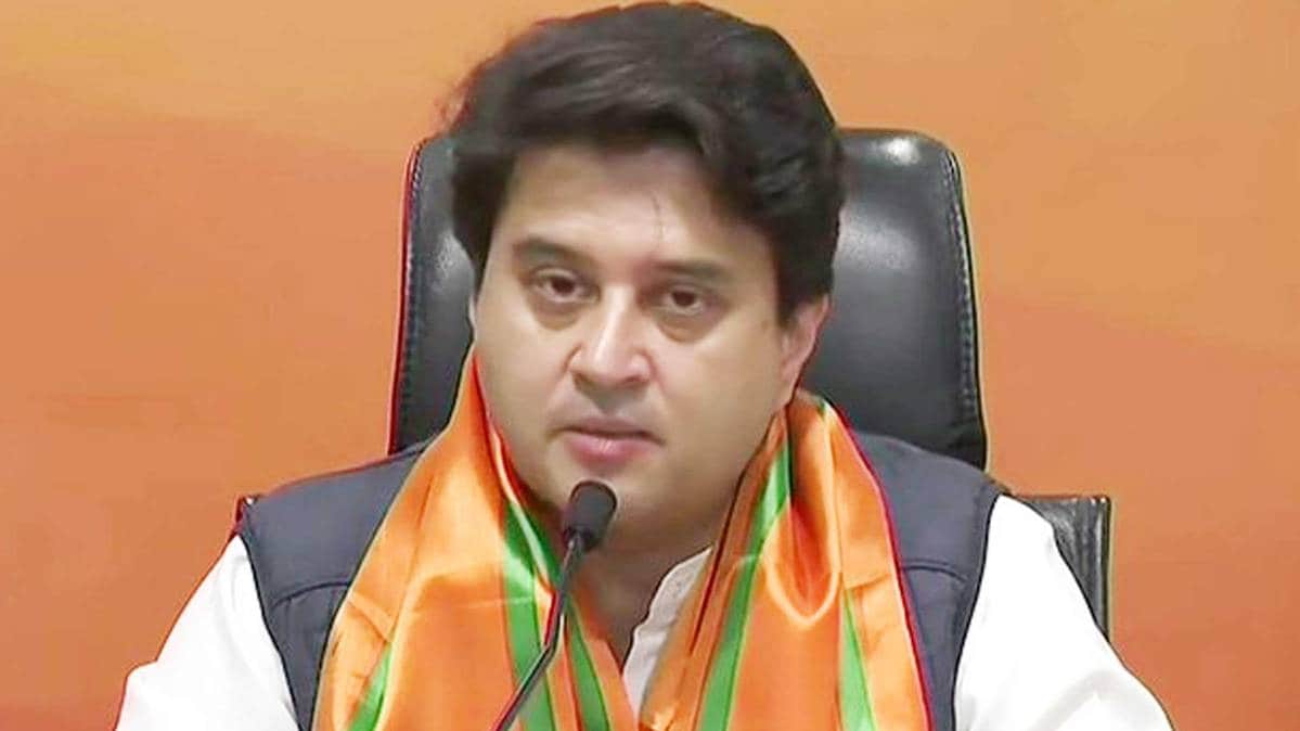 Delhi: JyotiradityaMScindia joins BJP at party headquarters, in the presence of party president JP Nadda.(Photo ANI)