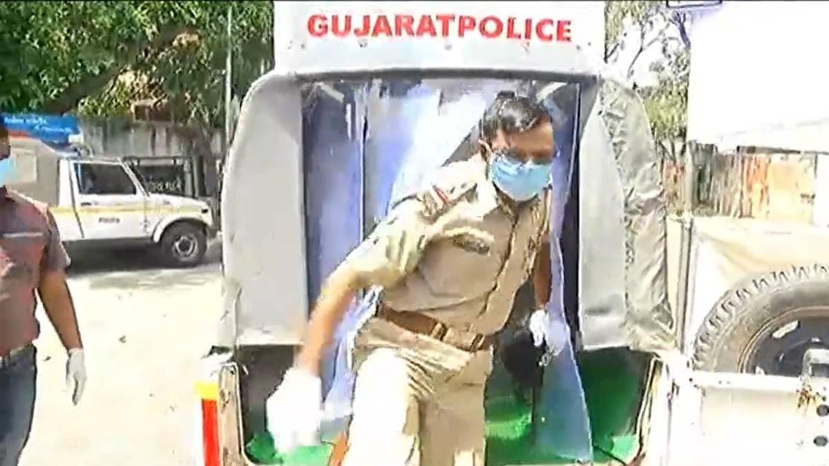 Gujarat Police mobile sanitizing Van