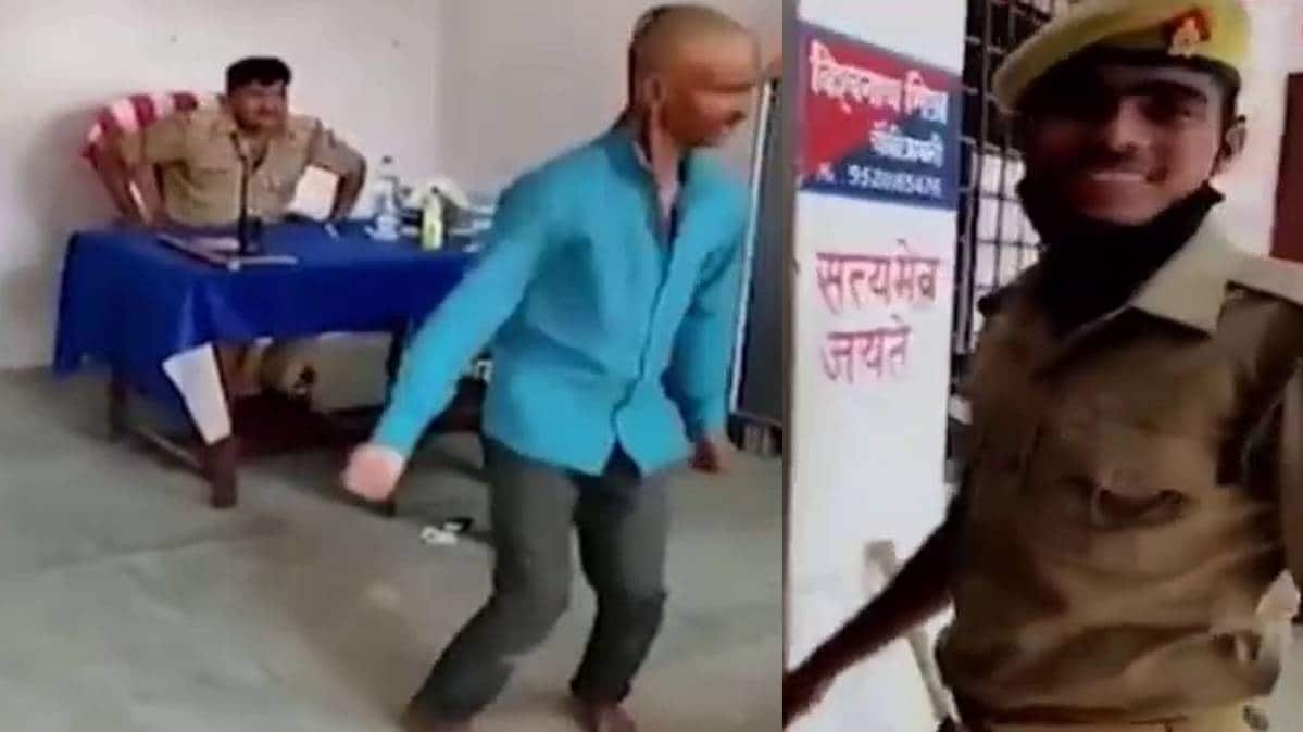 पुलिस चौकी में सपना चौधरी के गाने पर डांस (फाइल- वीडियो ग्रैब)