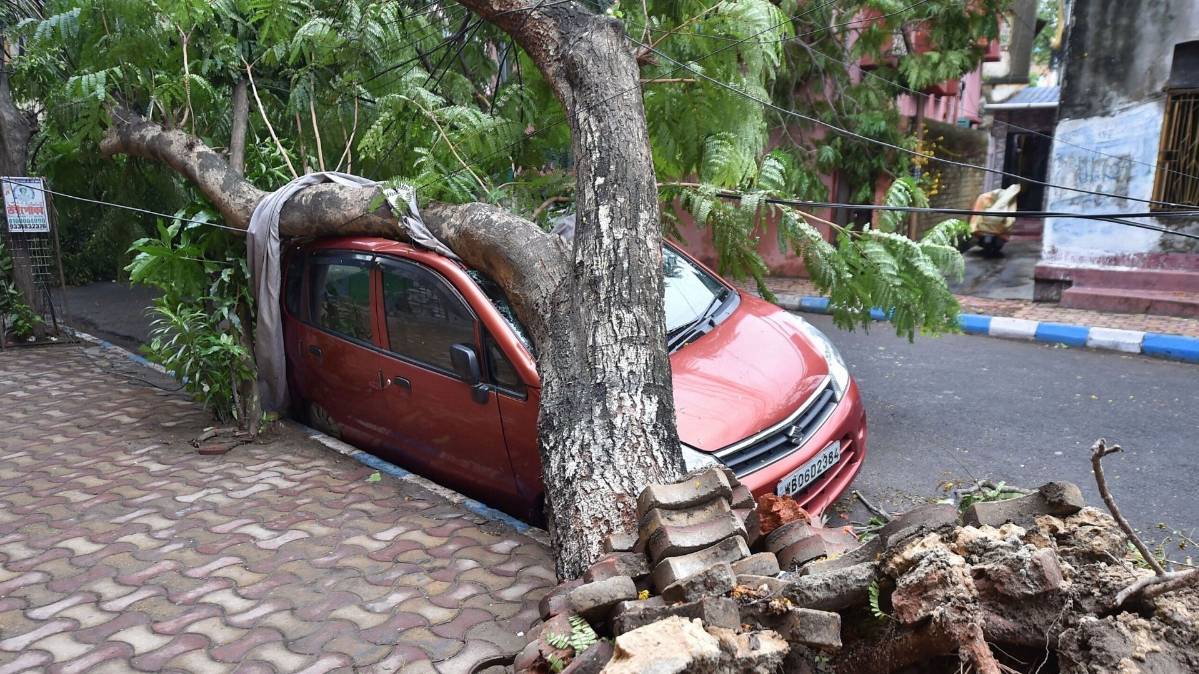 चक्रवात के कारण कार क्षतिग्रस्त हुई (File-PTI)