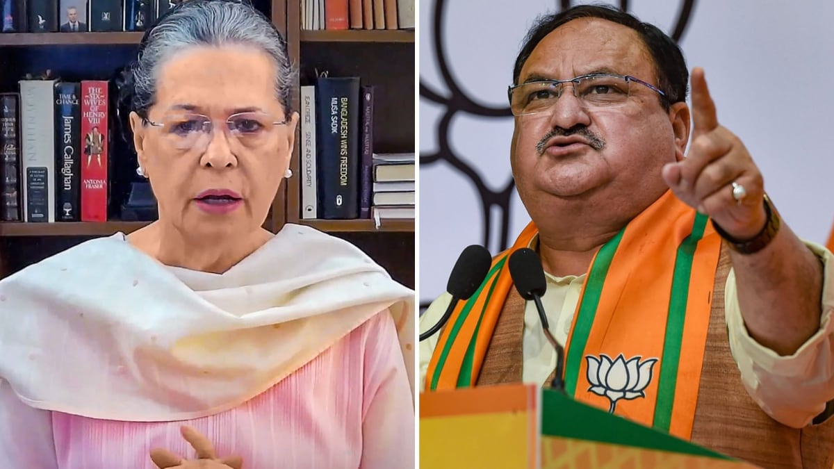 कांग्रेस अध्यक्ष सोनिया गांधी/ बीजेपी अध्यक्ष जे पी नड्डा (File-PTI)