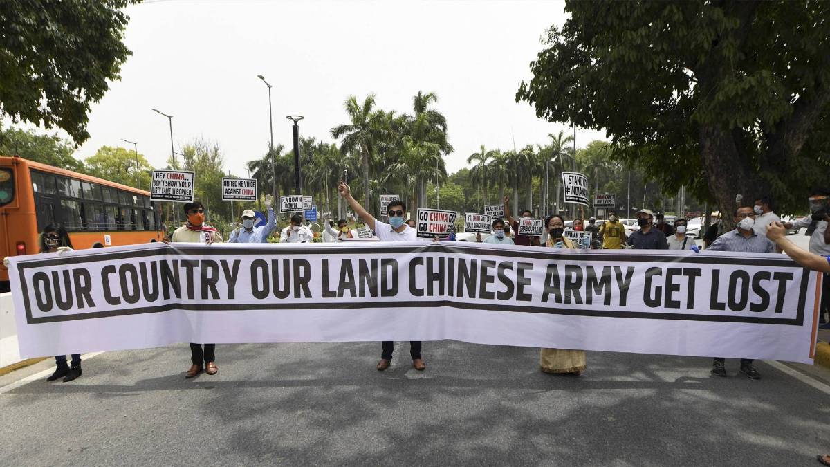 Voice of NorthEast India protest against Galwan killings (Photo- PTI)