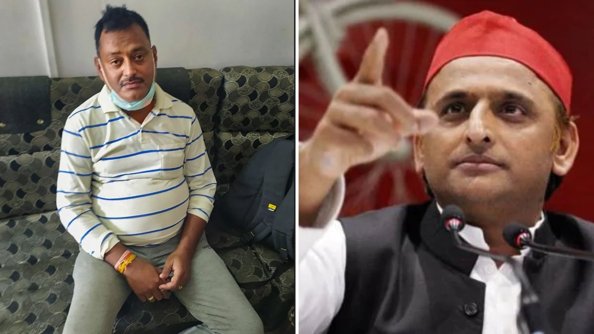 Gangster Vikas Dubey/ SP leader Akhilesh Yadav (File-PTI/ ANI)