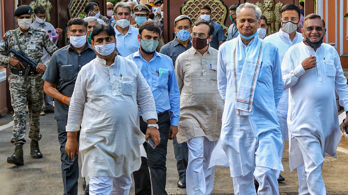 Ashok Gehlot supporter Congress MLAs end dharna at Raj Bhawan (Photo- PTI)